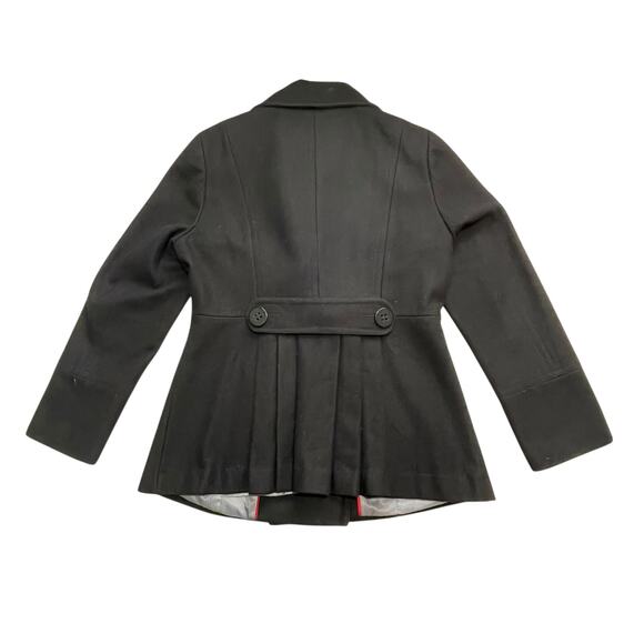 Calvin Klein Women’s Size 12 Black Wool Blend Double-Breasted Pea Coat Pleated - Picture 3 of 8